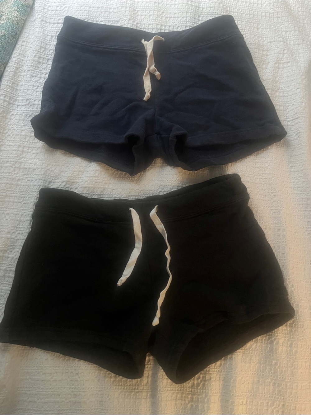Natural hemp &organic cotton Black & navy Women's Athletic Drawstring Shorts Duo